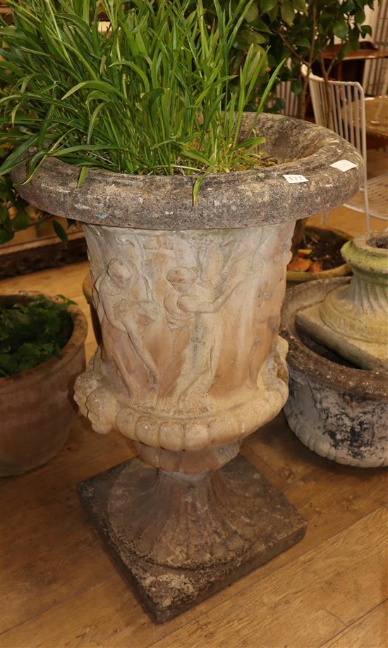 A large reconstituted stone Campana garden urn, H.96cm